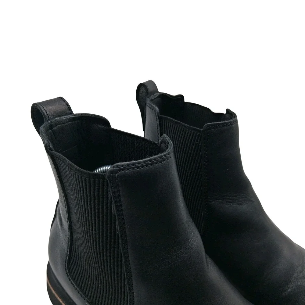 Birkenstock Boots Womens Size 9 Black Leather Chelsea Ankle Lug Sole Pull On
